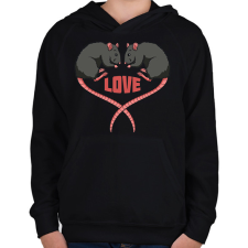 PRINTFASHION Love - Patkány - Gyerek kapucnis pulóver - Fekete gyerek pulóver, kardigán