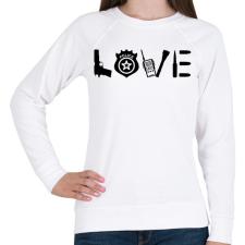 PRINTFASHION Love Police - Női pulóver - Fehér női pulóver, kardigán