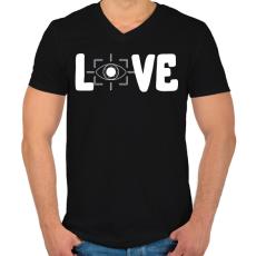 PRINTFASHION Love szemvizsgálat  - Férfi V-nyakú póló - Fekete