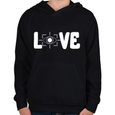 PRINTFASHION Love szemvizsgálat  - Gyerek kapucnis pulóver - Fekete gyerek pulóver, kardigán