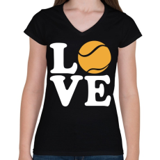 PRINTFASHION Love Tennis - Női V-nyakú póló - Fekete