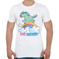 PRINTFASHION Love Unicorns - Férfi póló - Fehér férfi póló