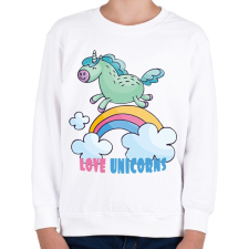 PRINTFASHION Love Unicorns - Gyerek pulóver - Fehér gyerek pulóver, kardigán