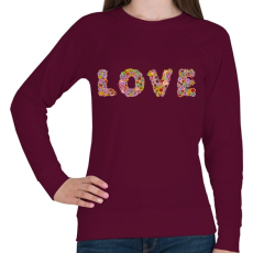 PRINTFASHION LOVE virág - Női pulóver - Bordó