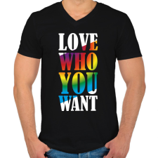 PRINTFASHION Love who you want - Férfi V-nyakú póló - Fekete férfi póló