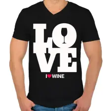 PRINTFASHION Love Wine - Férfi V-nyakú póló - Fekete férfi póló
