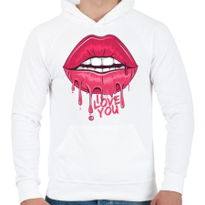 PRINTFASHION Love You - Férfi kapucnis pulóver - Fehér férfi pulóver, kardigán