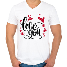 PRINTFASHION love you - Férfi V-nyakú póló - Fehér