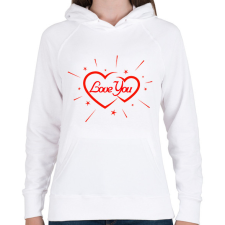 PRINTFASHION Love you - Női kapucnis pulóver - Fehér női pulóver, kardigán
