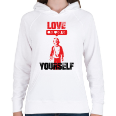 PRINTFASHION Love yourself - Banksy graffiti - Női kapucnis pulóver - Fehér
