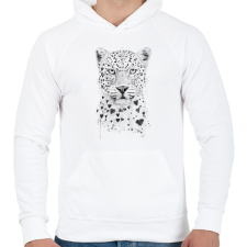 PRINTFASHION Lovely leopard - Férfi kapucnis pulóver - Fehér férfi pulóver, kardigán