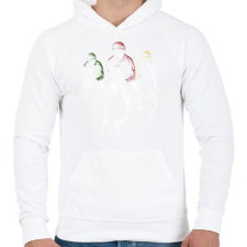 PRINTFASHION Lóverseny - Férfi kapucnis pulóver - Fehér férfi pulóver, kardigán