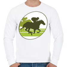 PRINTFASHION Lóverseny logó - sziluett - Férfi pulóver - Fehér férfi pulóver, kardigán