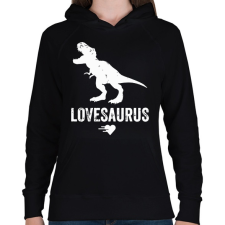 PRINTFASHION Lovesaurus - Női kapucnis pulóver - Fekete női pulóver, kardigán