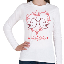 PRINTFASHION Loving birds - Női hosszú ujjú póló - Fehér női póló