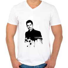 PRINTFASHION Lucifer - Férfi V-nyakú póló - Fehér