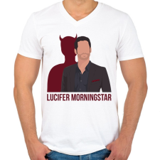 PRINTFASHION Lucifer Morningstar - Férfi V-nyakú póló - Fehér férfi póló