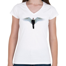 PRINTFASHION Lucifer - Női V-nyakú póló - Fehér