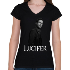 PRINTFASHION Lucifer - Női V-nyakú póló - Fekete női póló