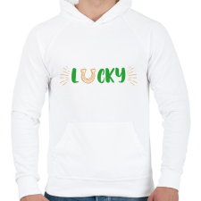 PRINTFASHION Lucky - Férfi kapucnis pulóver - Fehér férfi pulóver, kardigán