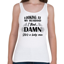 PRINTFASHION Lucky husband - Női atléta - Fehér női trikó