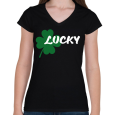 PRINTFASHION Lucky - páros - Női V-nyakú póló - Fekete