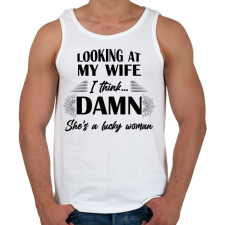 PRINTFASHION Lucky wife - Férfi atléta - Fehér atléta, trikó