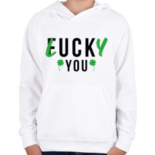 PRINTFASHION Lucky you! - Gyerek kapucnis pulóver - Fehér gyerek pulóver, kardigán