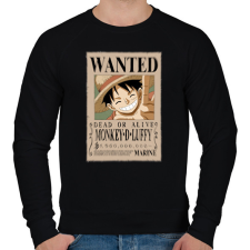 PRINTFASHION luffy körözési plakát (elmosott) - Férfi pulóver - Fekete férfi pulóver, kardigán