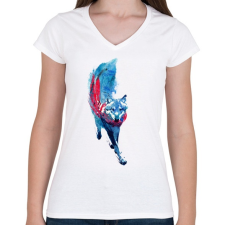 PRINTFASHION Lupus lupus - Női V-nyakú póló - Fehér női póló