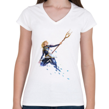 PRINTFASHION Lux - Női V-nyakú póló - Fehér női póló