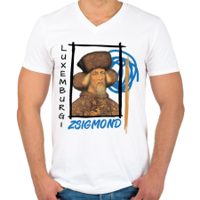 PRINTFASHION Luxemburgi Zsigmond - Férfi V-nyakú póló - Fehér férfi póló