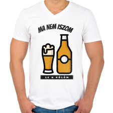 PRINTFASHION Ma nem iszom le a pólóm - Férfi V-nyakú póló - Fehér férfi póló