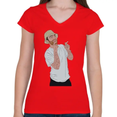 PRINTFASHION Mac miller - Női V-nyakú póló - Piros