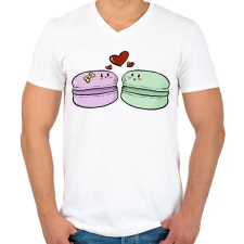 PRINTFASHION Macaron szerelem - Férfi V-nyakú póló - Fehér férfi póló