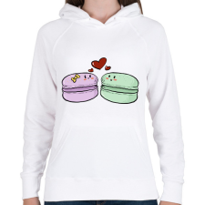 PRINTFASHION Macaron szerelem - Női kapucnis pulóver - Fehér női pulóver, kardigán