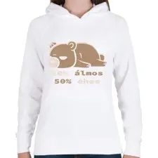 PRINTFASHION Maci 50% éhes-álmos  - Női kapucnis pulóver - Fehér női pulóver, kardigán