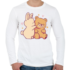 PRINTFASHION Maci és nyuszi - Férfi hosszú ujjú póló - Fehér