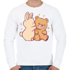 PRINTFASHION Maci és nyuszi - Férfi pulóver - Fehér férfi pulóver, kardigán