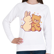 PRINTFASHION Maci és nyuszi - Női pulóver - Fehér női pulóver, kardigán