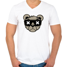 PRINTFASHION Maci - Férfi V-nyakú póló - Fehér