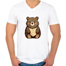 PRINTFASHION Maci - Férfi V-nyakú póló - Fehér