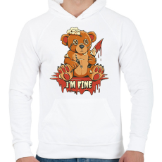 PRINTFASHION Maci jól vagyok, I am fine - Férfi kapucnis pulóver - Fehér