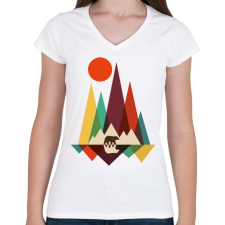 PRINTFASHION macika - Női V-nyakú póló - Fehér női póló