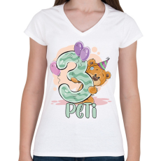 PRINTFASHION Macis szülinap - Névvel, számmal - Női V-nyakú póló - Fehér