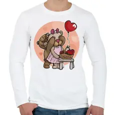 PRINTFASHION Mackó pár - Férfi hosszú ujjú póló - Fehér