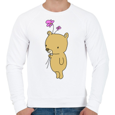 PRINTFASHION Mackó virággal - Férfi pulóver - Fehér férfi pulóver, kardigán