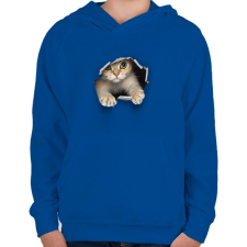 PRINTFASHION macsek macska - Gyerek kapucnis pulóver - Királykék gyerek pulóver, kardigán
