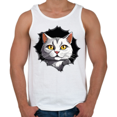 PRINTFASHION Macska a pólóban - Férfi atléta - Fehér