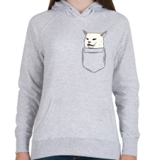 PRINTFASHION Macska a zsebben - Smudge - Női kapucnis pulóver - Sport szürke női pulóver, kardigán